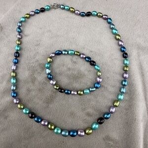 Honora Pearl Necklace Bracelet Set Spring Summer 20" 7"